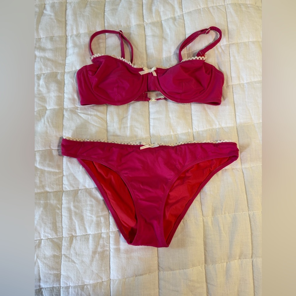 Solid & Striped Pink Bikini Set